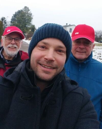 Landtagskandidat Patrick Haag (im Vordergrund) mit Norbert Bienek und Michael Kappes